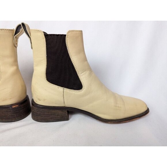 Sam Edelman 7 Thelma Eggshell Chunky Heel Pull On Squared Toe Ankle Boots Bootie - Picture 14 of 16